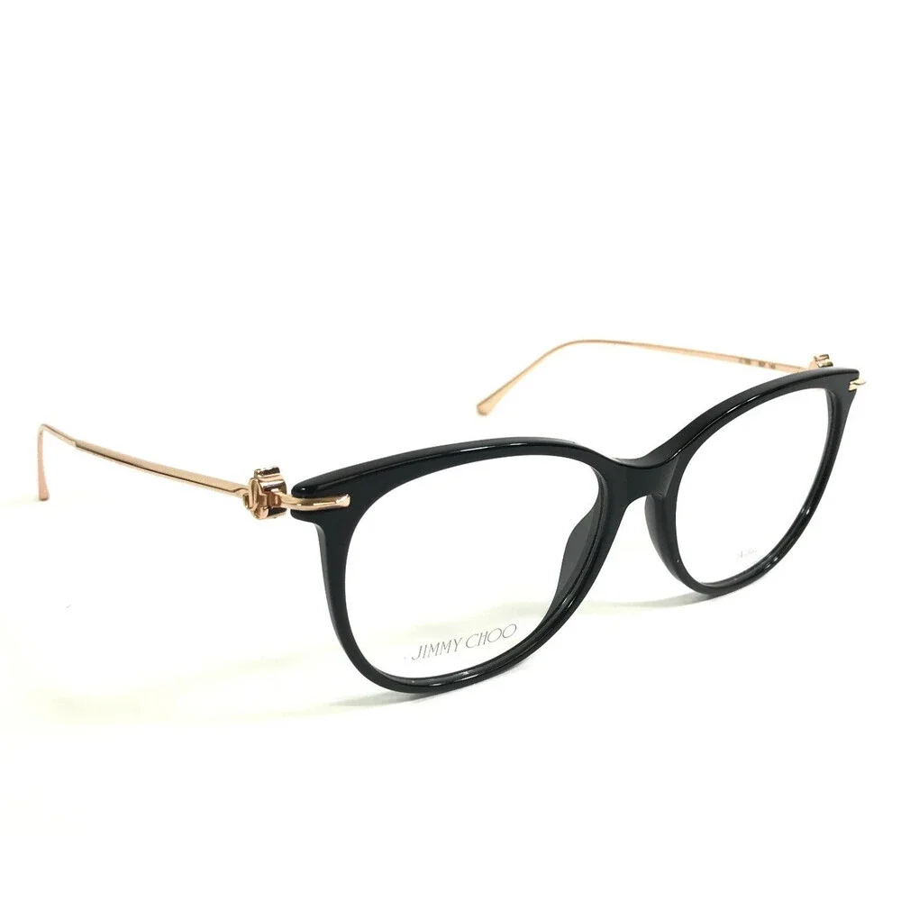 Jimmy Choo Eyeglasses Frames JC283 807 Shiny Black Rose Gold Cat Eye 54-17-140